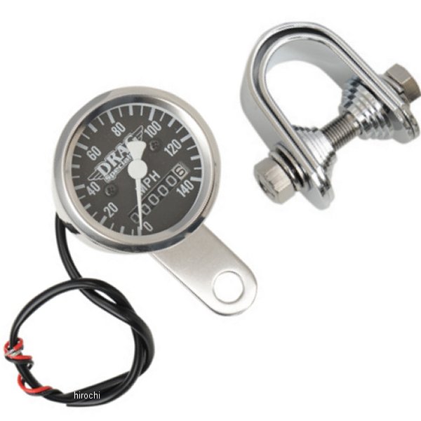 【USA在庫あり】 DRAG 機械式スピードメーター(140MPH) 1-7/8インチ(48mm) 2:1 黒 7805-6843 JP店