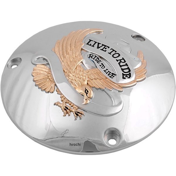 【USA在庫あり】 DRAG ダービーカバー 70年-98年 Big Twin LIVE TO RIDE クローム/ゴールド 1107-0156 JP店