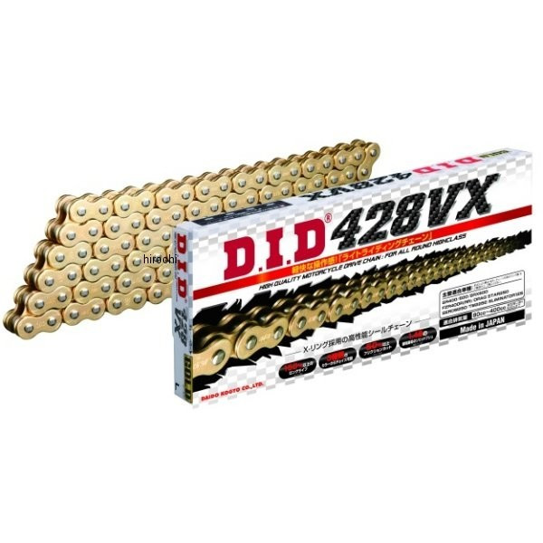 4525516378239 DID 大同工業 チェーン 428VX VXシリーズ Xリング ゴールド 116L クリップ 428VX-116L-GD-FJ JP店｜株式会社ヒロチー商事 店