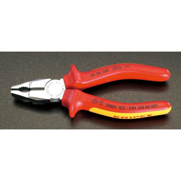 【メーカー在庫あり】 エスコ ESCO 160mm 電工ペンチ(絶縁グリップ付/メッキ) 000012011837 JP