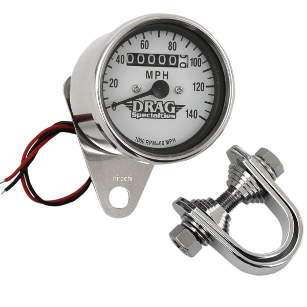 【USA在庫あり】 DRAG 機械式スピードメーター(140MPH) 2.4インチ(61mm) 白 DS-244134 JP店