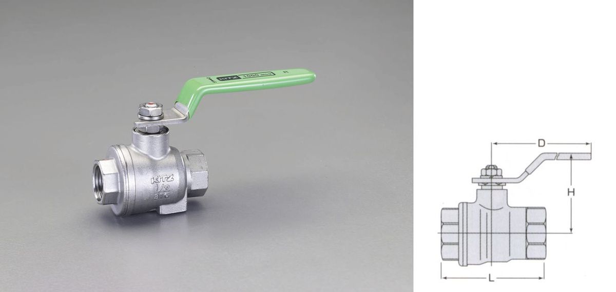 【メーカー在庫あり】 エスコ ESCO Rc 2" ボールバルブ(ステンレス製 フルボア型) 000012225152 JP｜株式会社ヒロチー商事 店