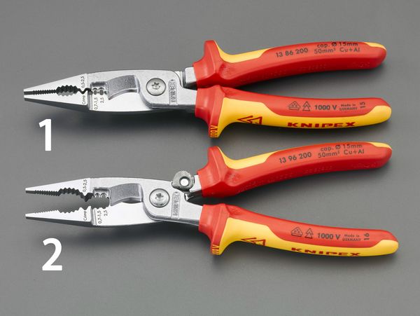 【メーカー在庫あり】 エスコ ESCO 200mm 絶縁電工用プライヤー(ばね付) EA537PF-2 JP店 10,954円
