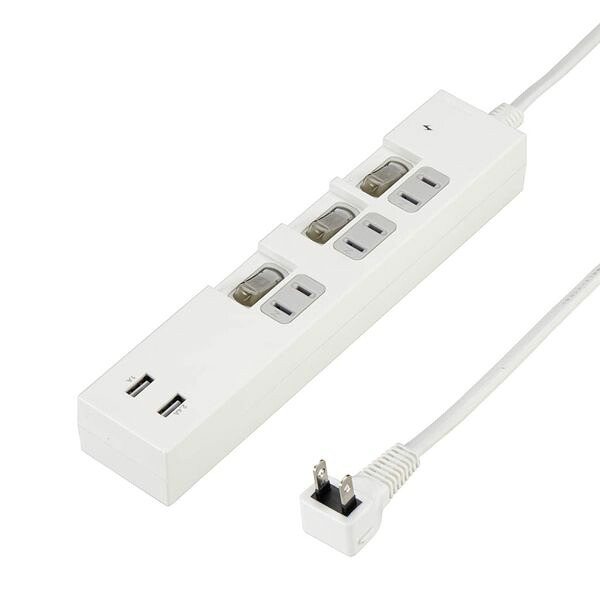 【メーカー在庫あり】 エスコ ESCO AC100V/2m タップ(USBポート 2口/個別スイッチ) EA815GM-82B JP店