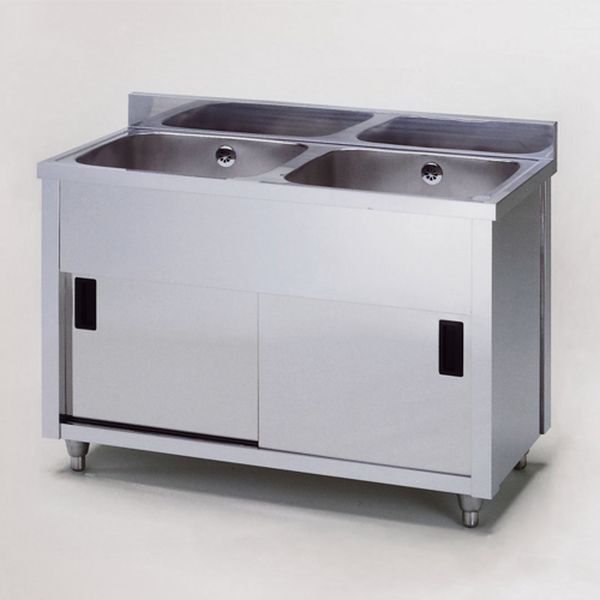 【製造会社店卸し資産あり】 エスコ ESCO 750x450x890粍 二槽押し入れシンク(SUS430) 000012331103 JP店