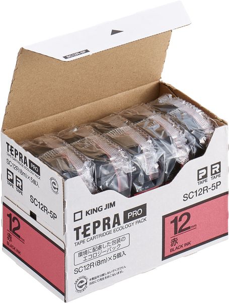 【メーカー在庫あり】 エスコ ESCO 12mm テープカセット(赤/5個入り) 000012335637 JP店