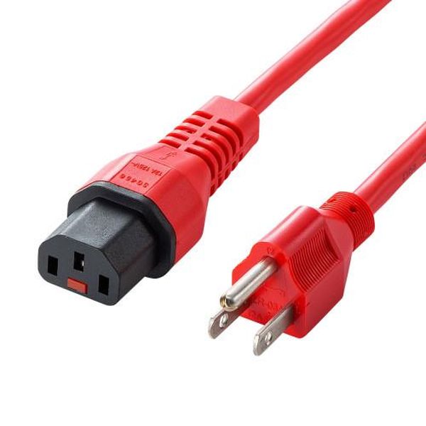 【メーカー在庫あり】 エスコ ESCO 125V/12Ax1m 電源コード (コンセント-PC接続/抜止赤) EA764CD-69 JP店