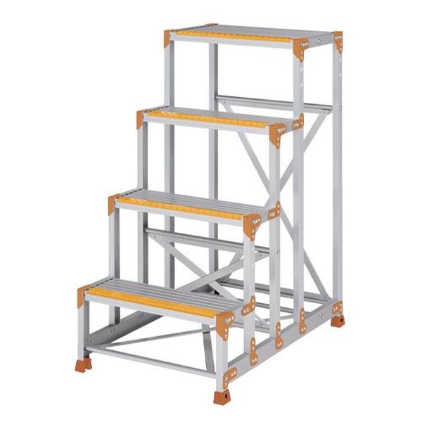 【製造業者店卸し資産あり】 エスコ ESCO 600x406粍/1.2m/4段 御役目台 (蹴り打ちきり付) EA903PA-73 JP店