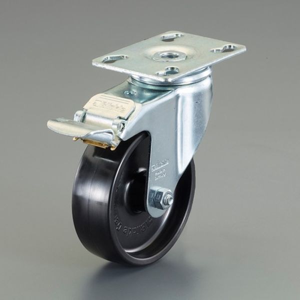 【メーカー在庫あり】 エスコ ESCO 100mm キャスター(自在金具・後輪ブレーキ) EA986HW-3A JP店