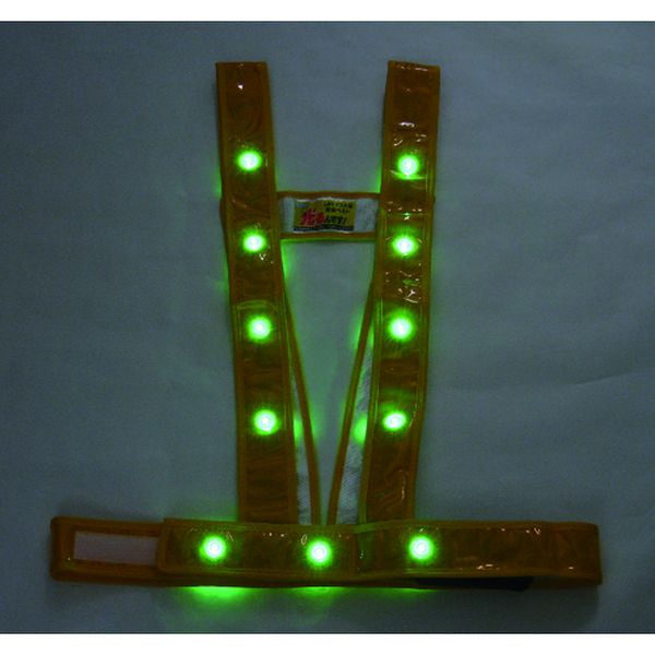【メーカー在庫あり】 (株)ミズケイ ミズケイ LEDタスキ型安全ベスト「光るんです」(ゴールド/緑LED) 3020003 JP店