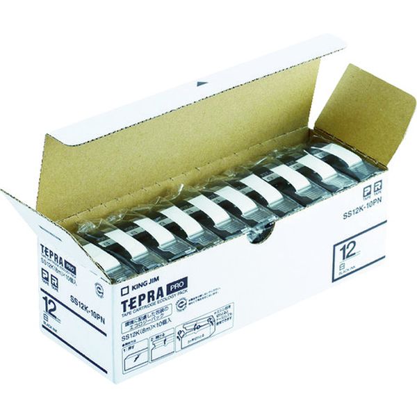 【メーカー在庫あり】 JIM 【純正】「テプラ」PROテープ 12mm エコパック(10個入り)/白ラベル/黒文字 長さ8m SS12K-10PN JP店|株式会社ヒロチー商事 店