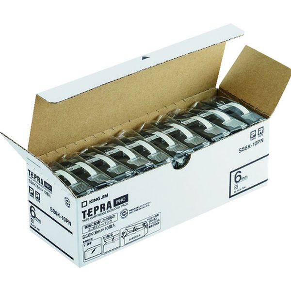 【メーカー在庫あり】 SS6K10PN JIM 【純正】「テプラ」PROテープ 6mm エコパック(10個入り)/白ラベル/黒文字 長さ8m SS6K-10PN JP店｜株式会社ヒロチー商事 店 9,191円