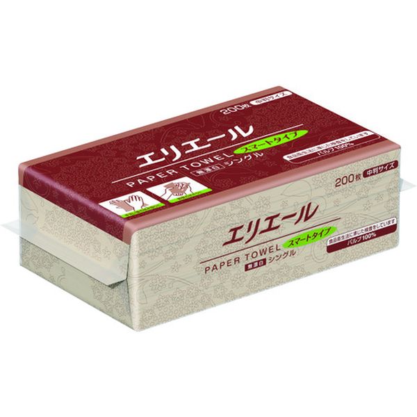 【メーカー在庫あり】 (株)EBS エリエール ペーパータオルスマートタイプ無漂白シングル200枚中判 703513 JP店