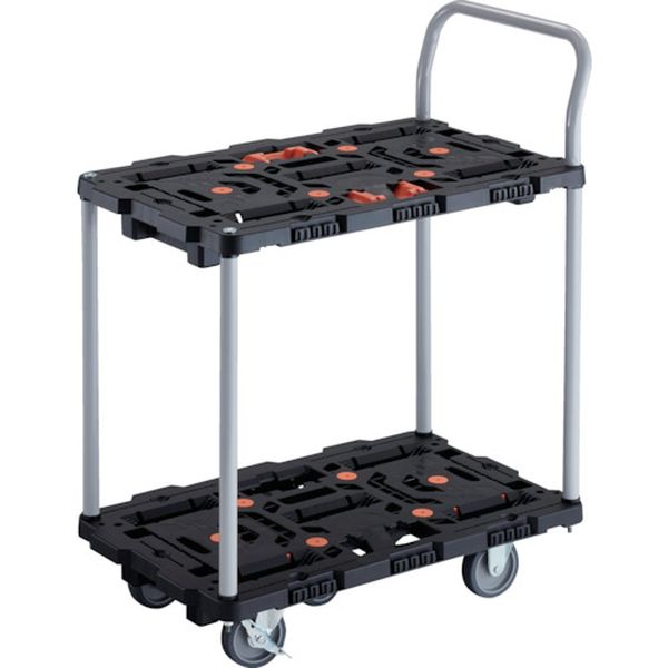 【メーカー在庫あり】 連結式樹脂製2段台車 ビートル 700X450 自在3輪 内2輪ストッパー付 とめたろう ハンドル付 BT724J3S2-E100T JP店