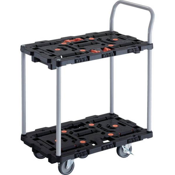 【メーカー在庫あり】 連結式樹脂製2段台車 ビートル 700X450 自在5輪 内2輪ストッパー付 とめたろう ハンドル付 BT724J5S2-E100T JP店