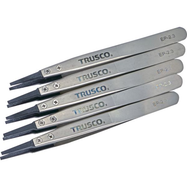 【メーカー在庫あり】 EP2.3M5 トラスコ中山(株) TRUSCO まとめ買い ESDチップピンセット 先平型 先端幅2.3mm 5本入り EP-2-3-M5 JP店