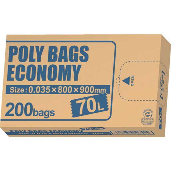 【メーカー在庫あり】 PBEN70200 オルディ(株) オルディ ポリバッグエコノミーBOXゴミ袋 70L 0.035mm 透明 PBE-N70-200 JP店