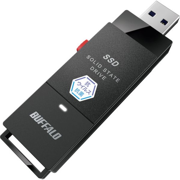 【メーカー在庫あり】 抗ウイルス・抗菌ポータブルSSD USB3.2(Gen1) Type-A スティック型 1TB ブラック SSD-PUTVB1-0U3-B JP店