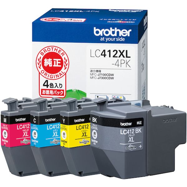 【製造会社店卸し資産あり】 LC412XL4PK ブラザー工業(株) 茶飲み友だち インキ薬莢 4色容器に並べる(大静電容量) LC412XL-4PK JP店