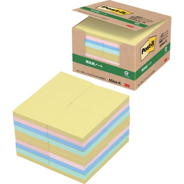 【製造業者店卸し資産あり】 6544K スリーエム 3M 郵便うけ・イット 75X75粍 100枚X40パッド 4色混色(40冊入) 6544-K JP店