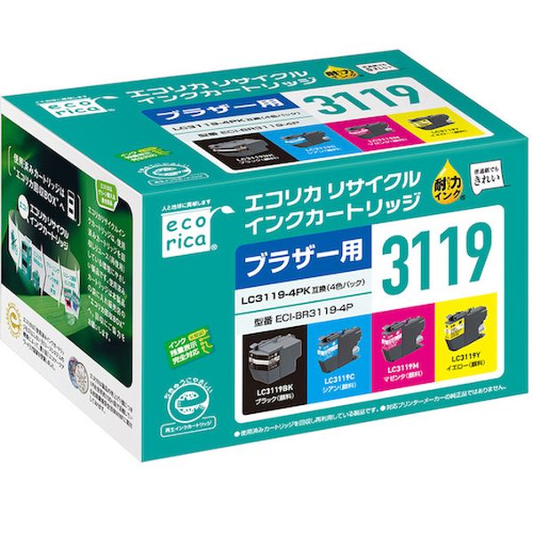 【製造会社店卸し資産あり】 ECIBR31194P (株)エコリカ エコリカ LC3119-4PK 取り替えっこリサイクルインクカートリッジ ECI-BR3119-4P JP店