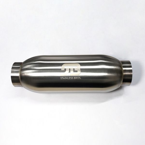 【USA在庫あり】 Stainless Bros 4インチ Body x 12.0インチ Length 3インチ Inlet/Outlet Bullet Resonator stb615-07636-0111 JP店