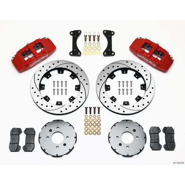 【USA在庫あり】 Wilwood Dynapro 6 フロント Hat Kit 12.19in Drilled Red 94-01 Honda/Acura w/262mm Disc wil140-10735-DR JP店