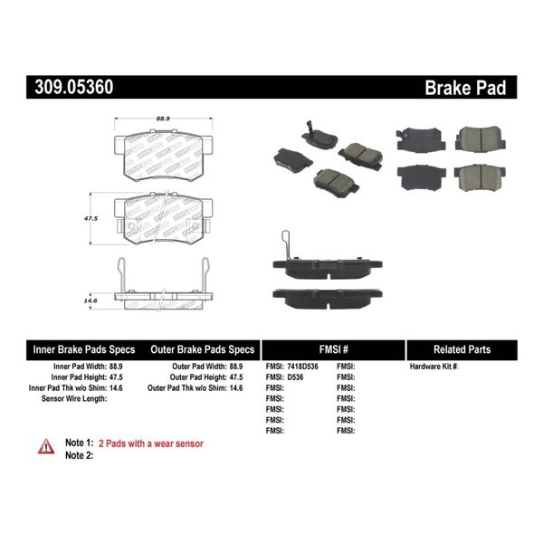 【USA在庫あり】 StopTech パフォーマンス 08年-10年 ホンダAccord EX/EX-L Coupe/08年-10年 LX/LX-P/LX+ Sedan リアブレーキパッド sto309.05360 JP店