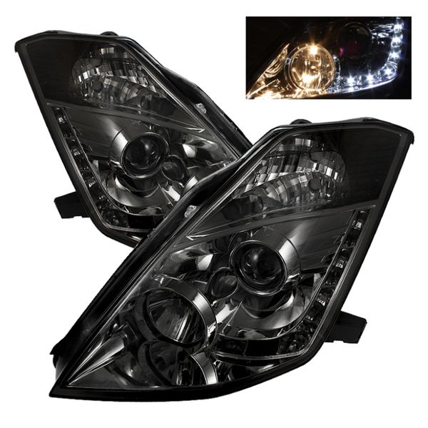 【USA在庫あり】 Spyder 日産 350Z 03年-05年 プロジェクター ヘッドライト Halogen Model Only - DRL スモーク PRO-YD-N350Z02-DRL-SM spy5064752 JP店 64,746円