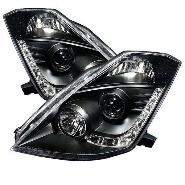 【USA在庫あり】 Spyder 日産 350Z 03年-05年 プロジェクター ヘッドライト Xenon DRL ブラック High H1 Lw D2R PRO-YD-N350Z02-HID-DRL-BK spy5032225 JP店