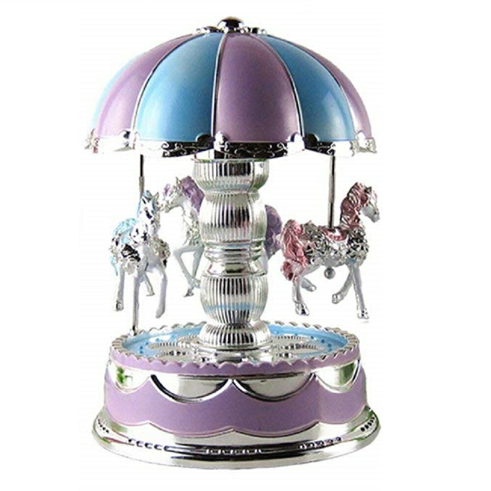 楽天市場 オルゴール メリーゴーランド ブルーパープル おしゃれ かわいい インテリア 送料無料 一部地域を除く Hiro Land