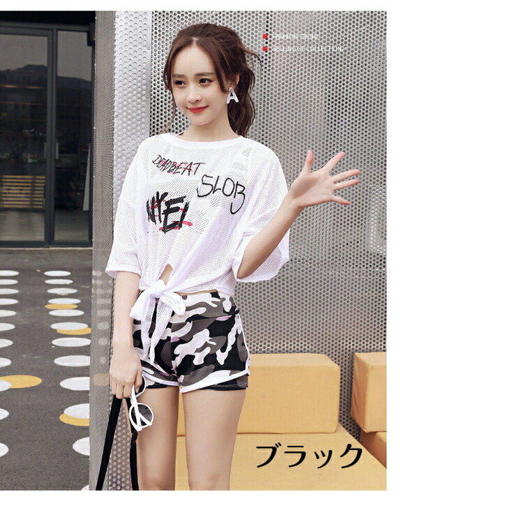 水着 タンキニ レディース トップス カジュアル 夏 高校生 中学生 10代 代 ビキニ スポーティー 3点セット 韓国 体型カバー 迷彩柄 ゆったり かわいい セクシー Marcsdesign Com