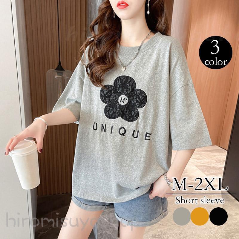 T595♪ レディース　花柄半袖トップス　サイズM 花柄プリントTシャツ レディース 半袖 トップス 綿100・(80