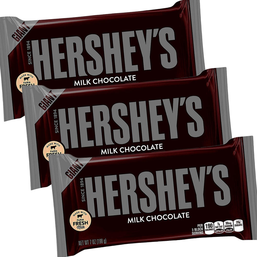 Hershey ハーシー Usa アメリカ クール便 ジャイアント ミルクチョコレート 送料無料 １９８ｇ ３個セット 世界有名な ジャイアント