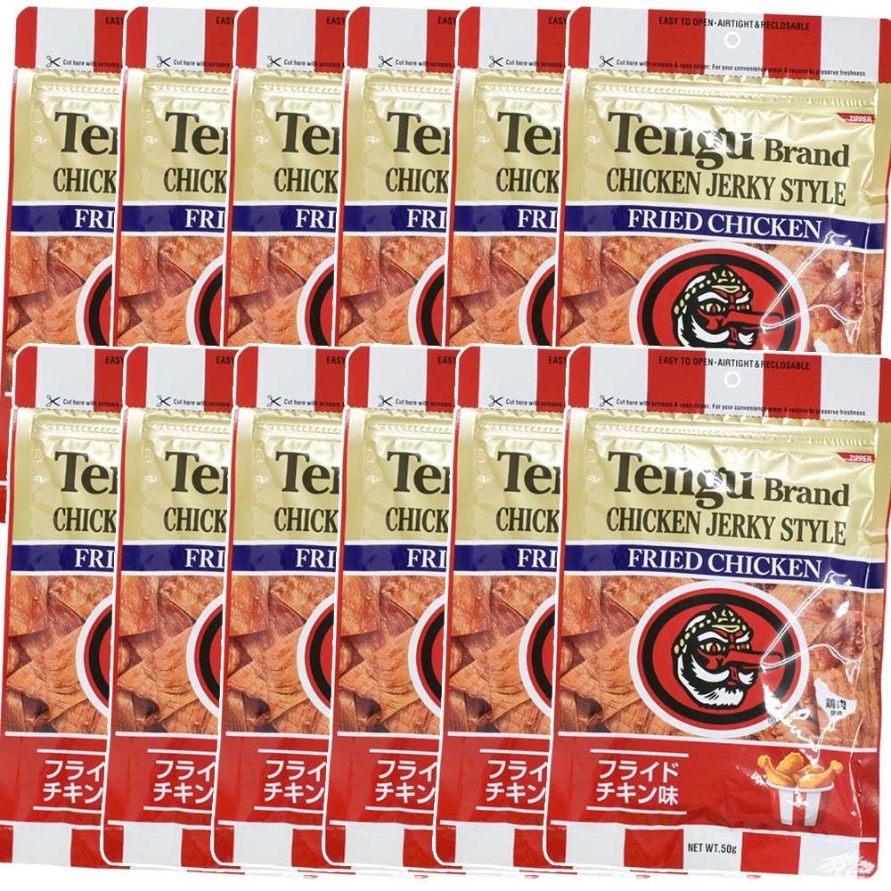 テング チキンジャーキースタイル フライドチキン味 ５０ｇ １２袋セット 送料込み おつまみ 天狗｜ひろしまグルメショップ