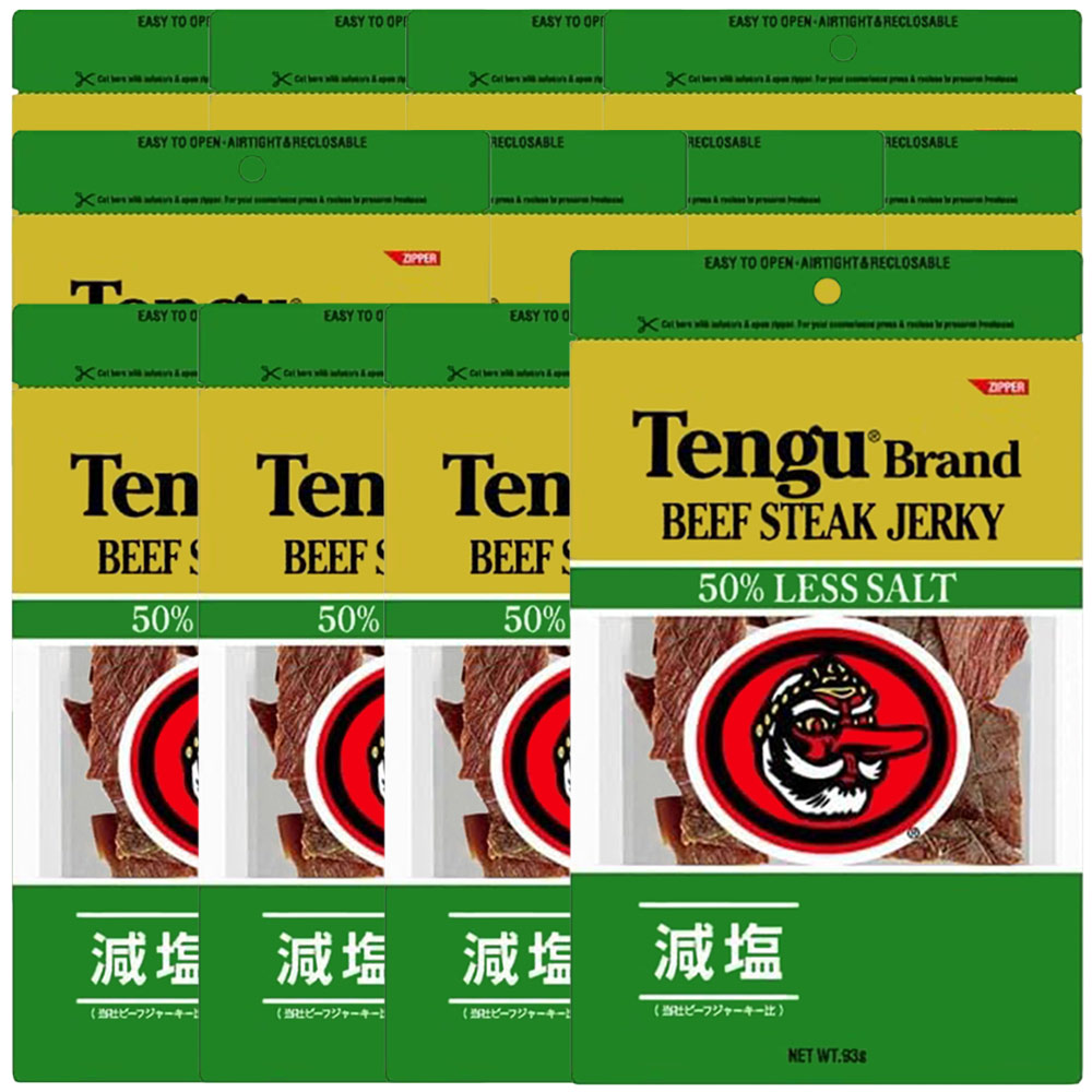送料無料 テング 減塩 50% ビーフジャーキー 93g&times;12袋 おつまみ 天狗 肉乾｜ひろしまグルメショップ