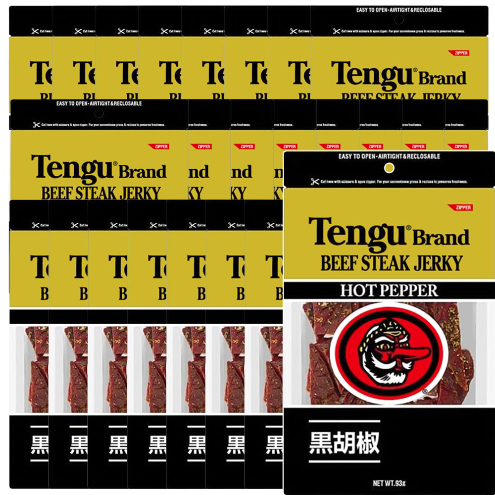 送料無料 テング ビーフジャーキー ホット 93g 24袋セット おつまみ 天狗 業務用 大容量 肉乾|ひろしまグルメショップ