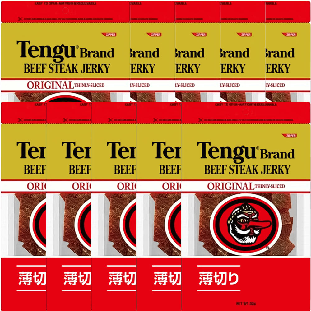 送料無料 テング ビーフジャーキー 薄切り 93g×10袋セット おつまみ 天狗 肉乾