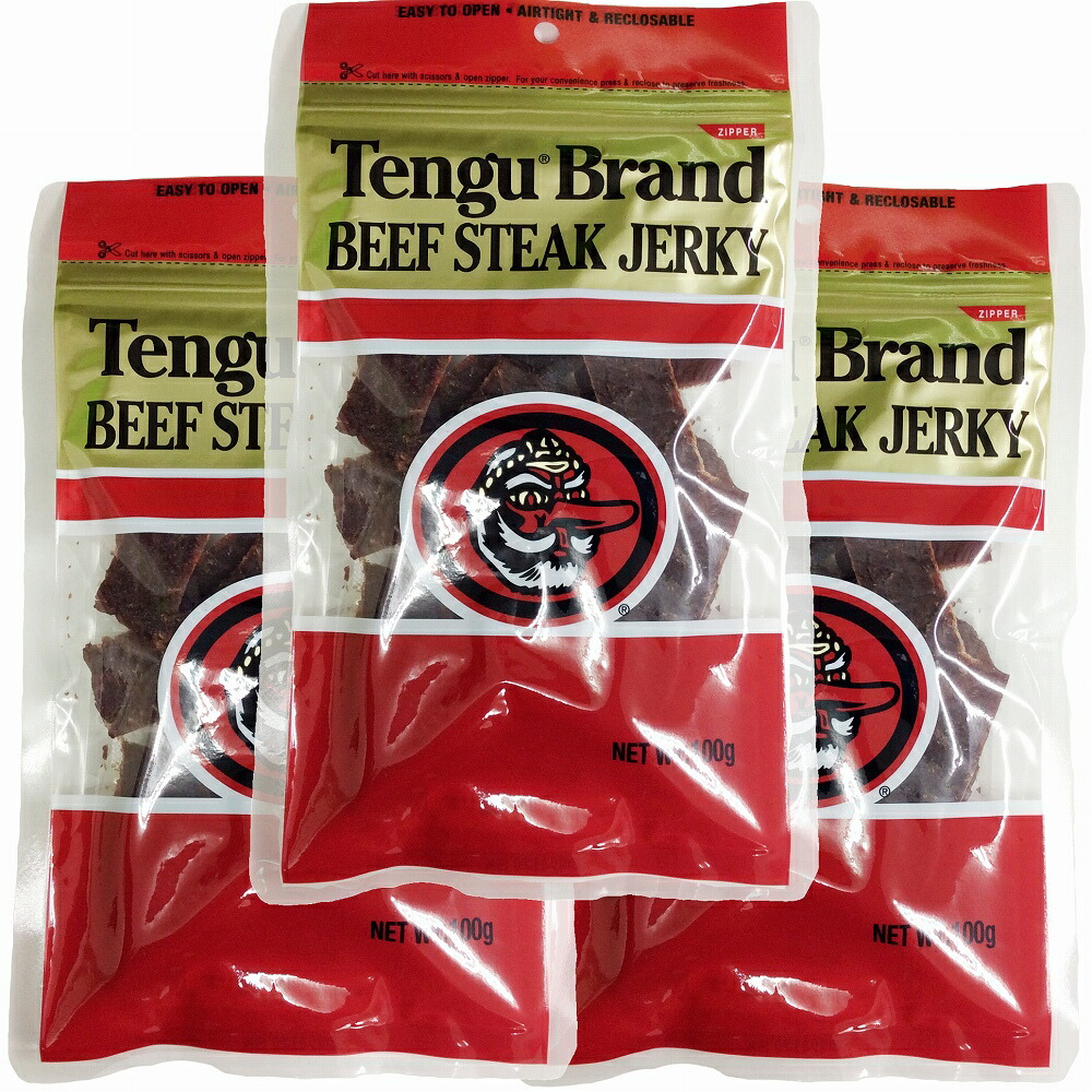 送料無料 値引 テング ビーフジャーキー レギュラー 100g×3袋セット おつまみ ポストお届け便 天狗 新商品 新型