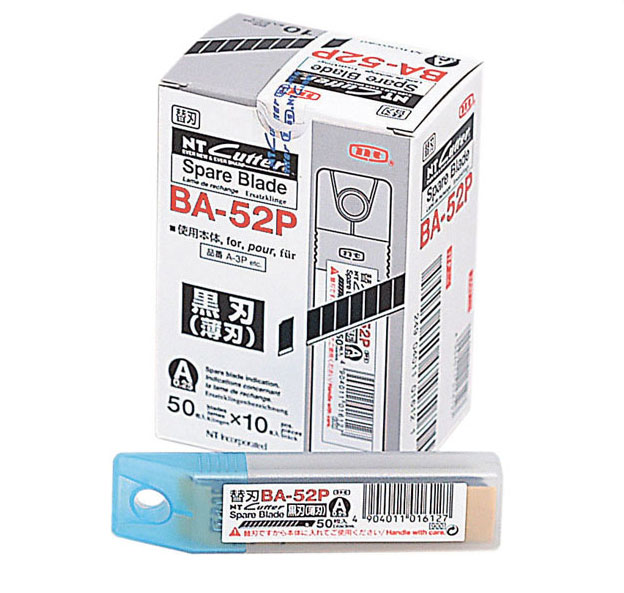 NT 替刃 BA-52P 黒刃・薄刃 （50枚入×10） 使い分かりやすい事務・軽やり方用切り手替刃。黒薄刃原則として刃よりも薄べったい0.25粍厚により、信頼のおけるな鋭さを現実化します。