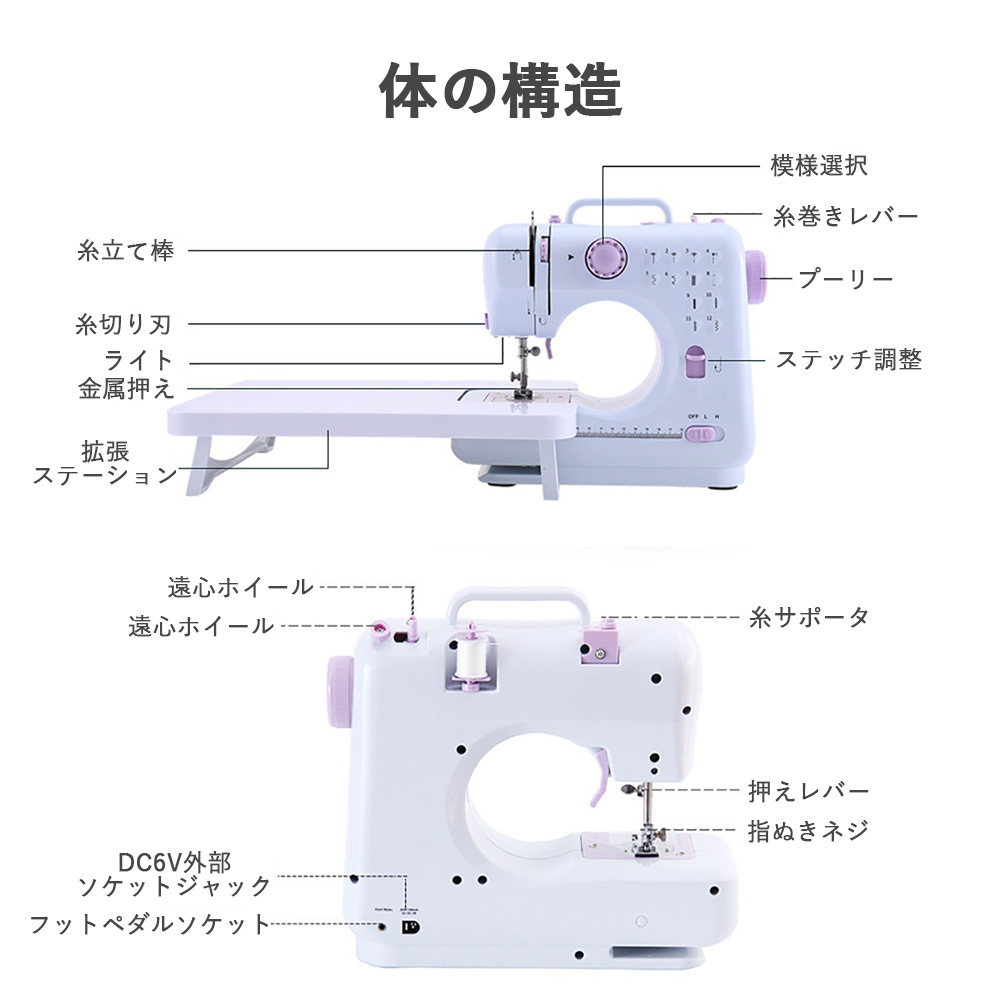 市場 電動 ミシン 電動ミシン おすすめ 多機能家庭用電動ミシン 本体 簡単操作のコンパクトミシン 初心者