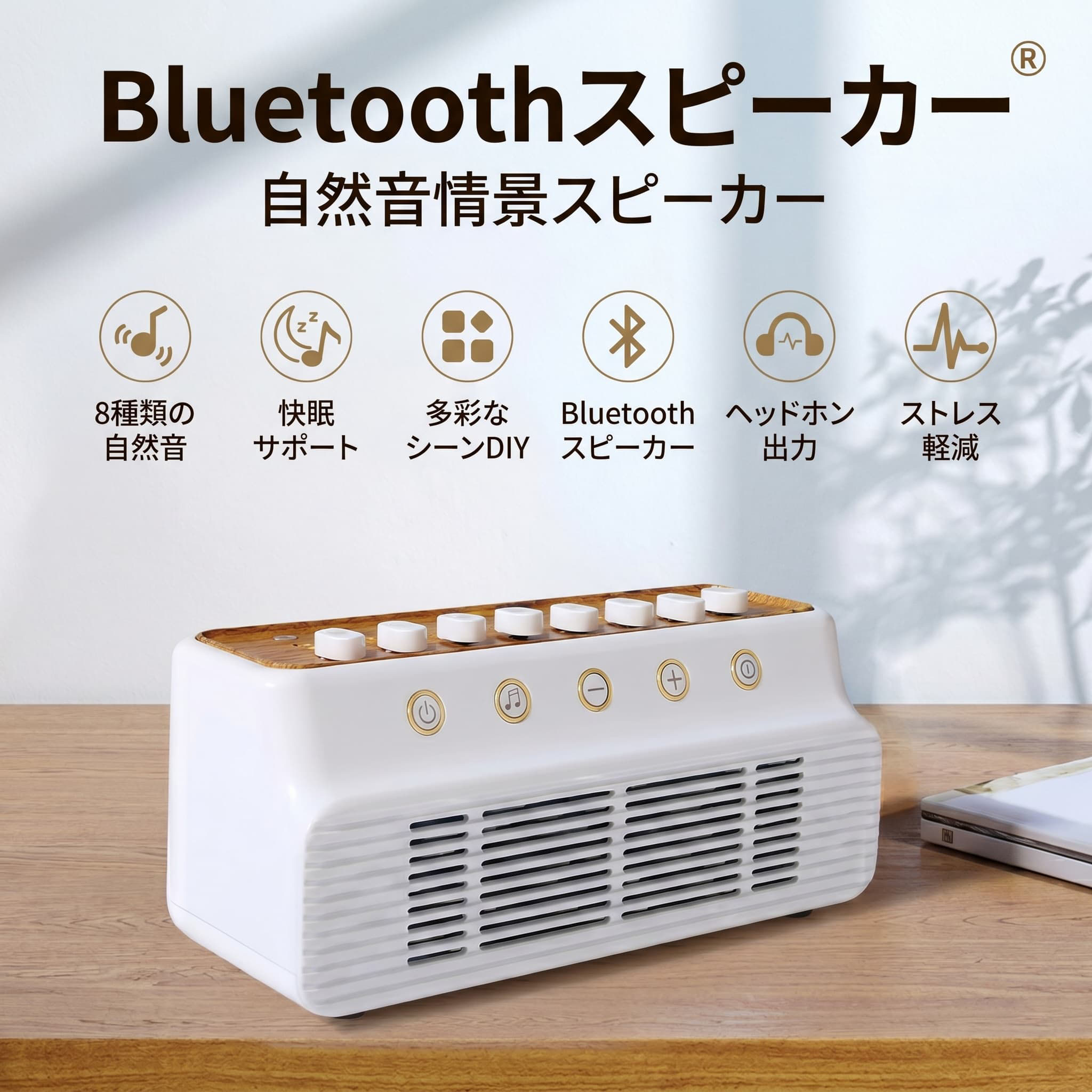 タイマー機能 Bluetooth5.0 寝室 DIY音組合せ おしゃれ ギフト対応 ワイヤレススピーカー イヤホン対応 癒しサウンド 睡眠サポー｜HIRO Online Shop