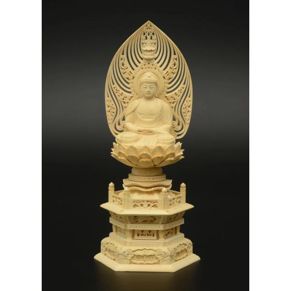 楽天市場】仏像 天台宗 阿弥陀如来 座像 白檀八角台座 飛天光背 2寸