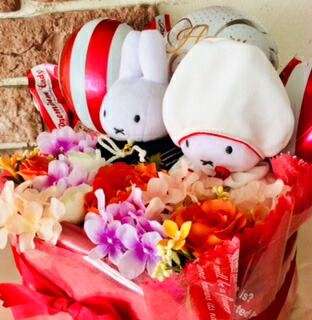 バルーン電報祝電結婚式ぬいぐるみミッフィー和装ウエディング,送料無料,電報結婚式,ぬいぐるみ電報,結婚式祝電,開店祝,入学祝,誕生日,母の日,人目を惹く祝電,かわいい祝電,メッセージドール,バルーンギフト,Miffy(1330)120