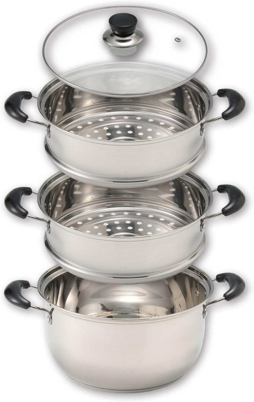 楽天市場】神子島製作所 桃印 PE 18-0ステンレス角蒸し器 3段 29cm