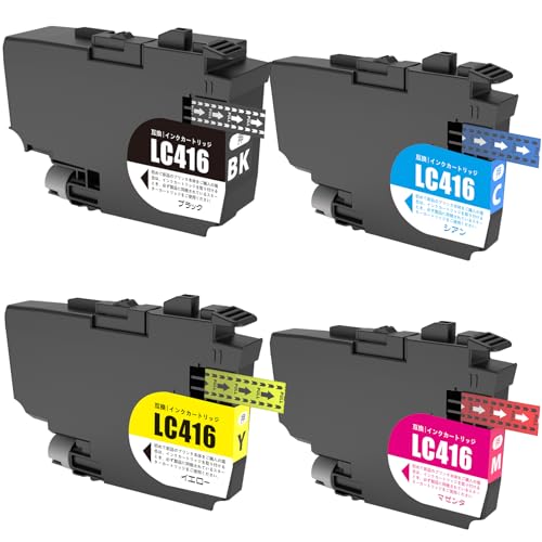 LAIPENGBrother用LC416互換4色インクカートリッジ大容量対応機種ブラザー DCP-J4140N MFC-J4440N MFC-J4540N MFC-J4940DNプリンター最新IC残量表示 LC416BK LC416C LC416M LC416Y (BK/C/Y/M)