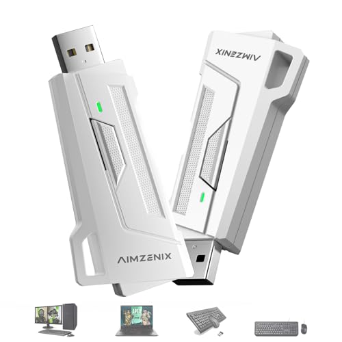 Megadream AX200 PCゲームキーボード＆マウスコンバーター、有線/2.4gワイヤレスキーボード＆マウス対応、DIYキー対応、エイムアシスト、オート/マニュアルリコイルコントロール、オフィス/ゲームモード高速切り替え、Apex/COD、白い