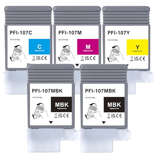 LCL Canon用 PFI-107 PFI-107MBK PFI-107C PFI-107M PFI-107Y 顔料 （5パック 2MBK C M Y） 互換インクカートリッジ 対応機種：Canon iPF670 iPF670 MFP iPF770 MFP iPF770 School iPF680 iPF685 iPF780 iPF785