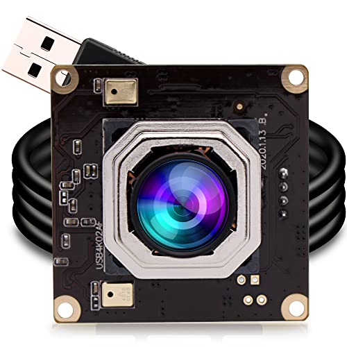 ELP 4K USBカメラムモジュールオートフォーカスウェブカメラデュアルマイクWebカメラ広角 コンピュータ用ウェブカム 2160P 30FPS オーディオビデオ ウェブカメラUVC USB2.0 PCカメラ 小型セキュリティカメラ 対応Windows、Linux、Mac、Raspberry Pi