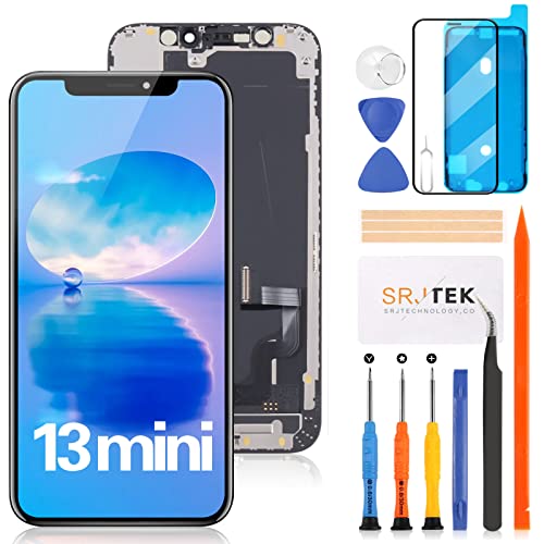 SRJTEK For iPhone 13 Mini『Hard OLED』 液晶パネル 画面交換修理用 大きくのノッチサイズタッチパネルセット 5.4インチ A2481,A2626,A2629,A2630,A2628モデルに対応 LCDディスプレイタッチスクリーン デジタイザー 修理パーツ 工具付き